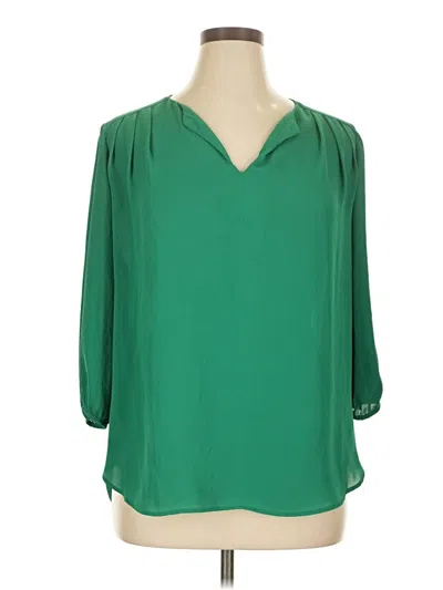 Pre-owned Pleione 3/4 Sleeve Blouse In Green