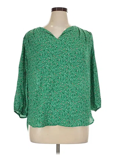 Pre-owned Pleione 3/4 Sleeve Blouse In Green