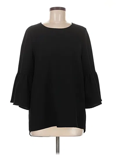 Pre-owned Pleione 3/4 Sleeve Top Black Boatneck Tops