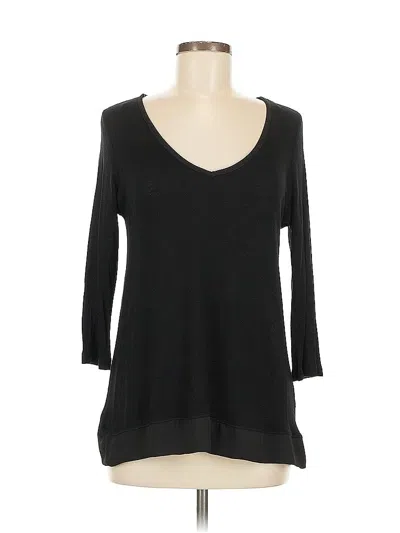 Pre-owned Pleione 3/4 Sleeve Top Black Scoop Neck Tops