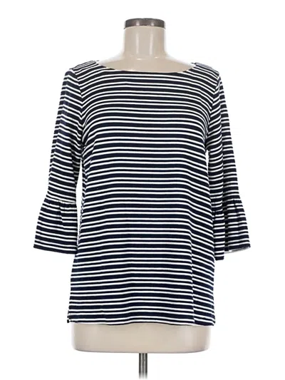 Pre-owned Pleione 3/4 Sleeve Top Blue Boatneck Tops