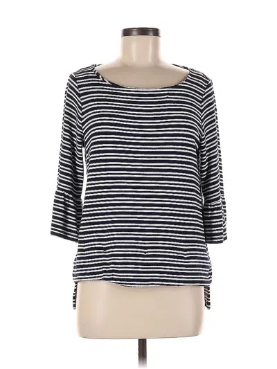 Pre-owned Pleione 3/4 Sleeve Top Gray Boatneck Tops