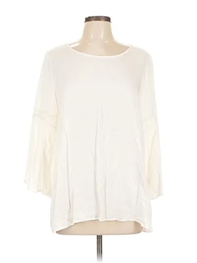 Pre-owned Pleione 3/4 Sleeve Top Ivory Boatneck Tops In White