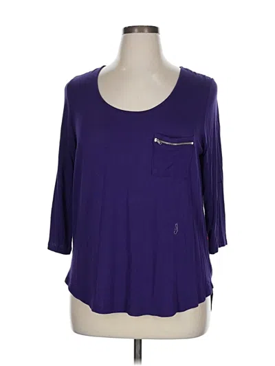 Pre-owned Pleione 3/4 Sleeve Top Purple Scoop Neck Tops