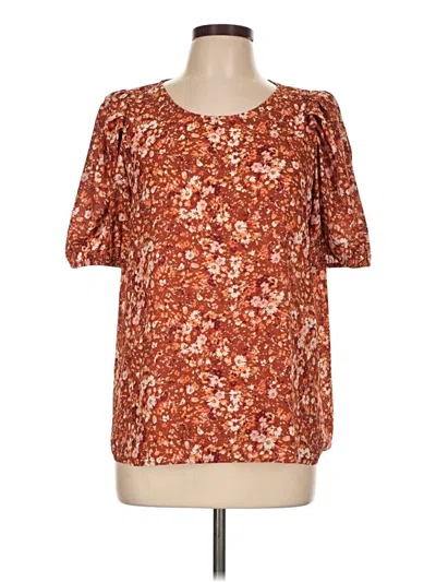 Pre-owned Pleione 3/4 Sleeve T-shirt In Brown