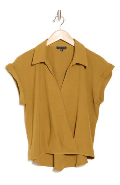 Pleione Airflow Wrap Front Shirt In Bronze