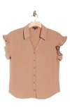 Pleione Crinkle Button-up Shirt In Walnut