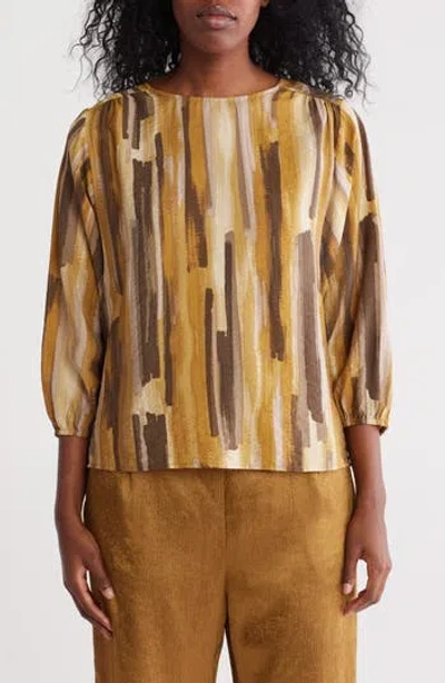 Pleione Crinkle Dolman Sleeve Shirt In Brown