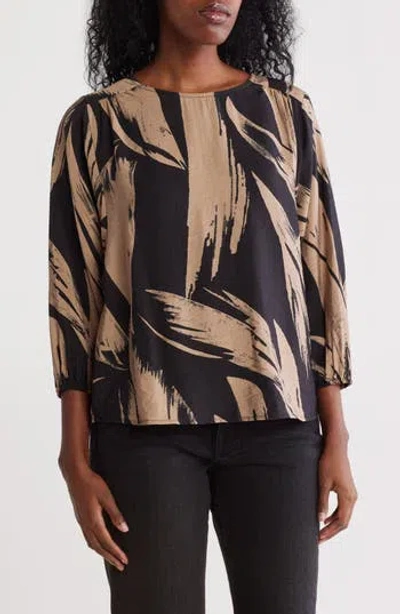 Pleione Crinkle Dolman Sleeve Shirt In Brown