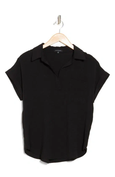 Pleione Crinkle Popover Tunic In Black