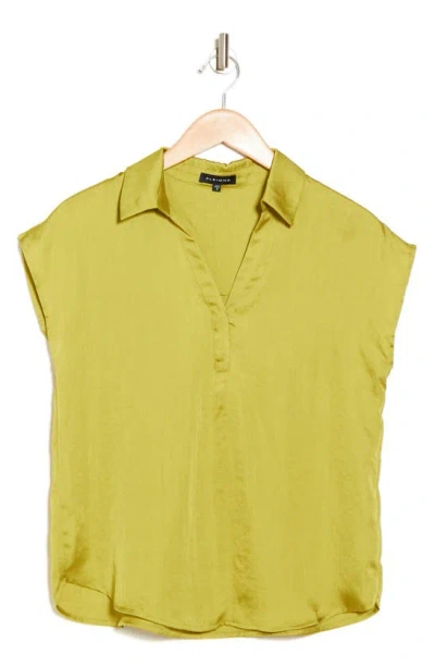 Pleione Crinkle Satin Top In Yellow
