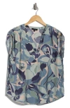 Pleione Crinkle Tie Shoulder Top In Gray