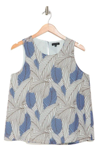 Pleione Double Layer Woven Tank Top In Cadet Blue Tropical Palm