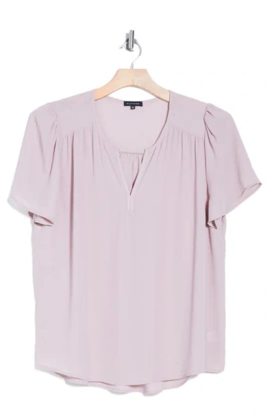 Pleione High/low Notched Tunic Top In Pink