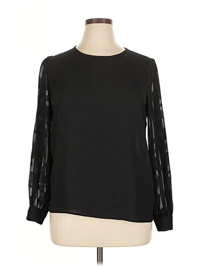 Pre-owned Pleione Long Sleeve Blouse In Black