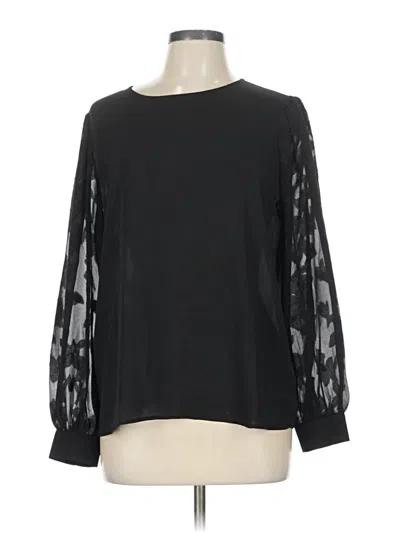Pre-owned Pleione Long Sleeve Blouse In Black