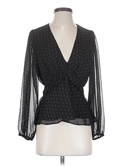 Pre-owned Pleione Long Sleeve Blouse In Black