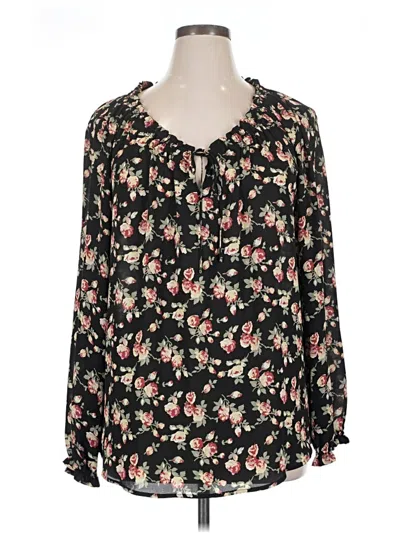 Pre-owned Pleione Long Sleeve Blouse In Black