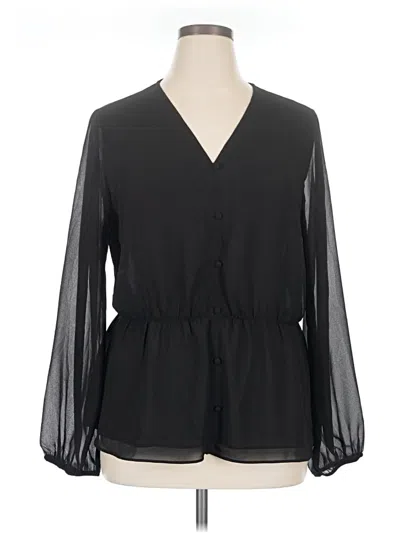 Pre-owned Pleione Long Sleeve Blouse In Black