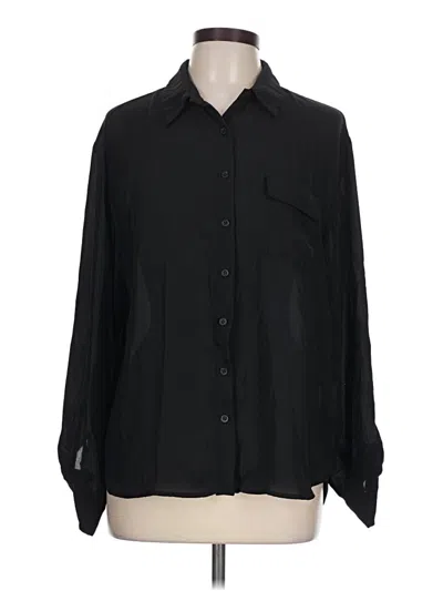 Pre-owned Pleione Long Sleeve Blouse In Black