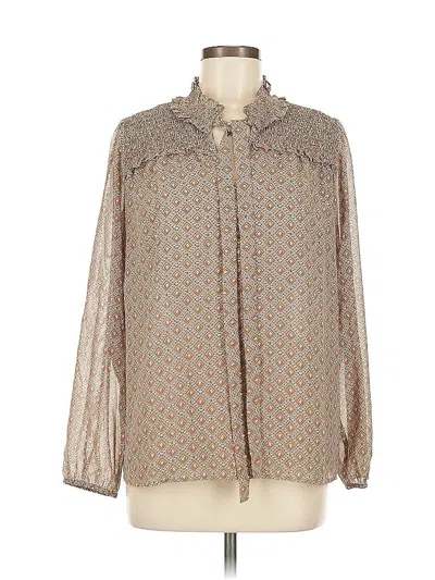 Pre-owned Pleione Long Sleeve Blouse In Brown
