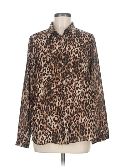 Pre-owned Pleione Long Sleeve Blouse In Brown