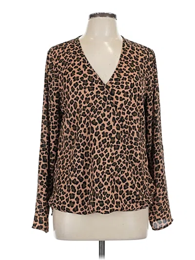 Pre-owned Pleione Long Sleeve Blouse In Brown