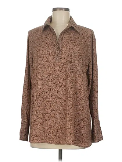 Pre-owned Pleione Long Sleeve Blouse In Brown