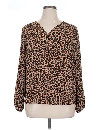Pre-owned Pleione Long Sleeve Blouse In Brown