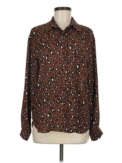 Pre-owned Pleione Long Sleeve Blouse In Brown