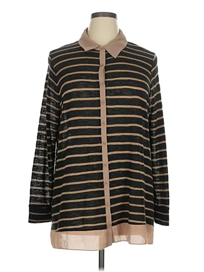 Pre-owned Pleione Long Sleeve Blouse In Brown