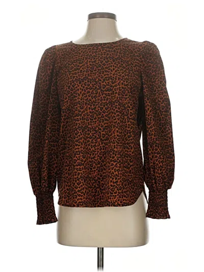 Pre-owned Pleione Long Sleeve Blouse In Brown