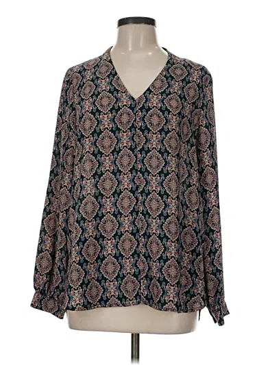 Pre-owned Pleione Long Sleeve Blouse In Brown