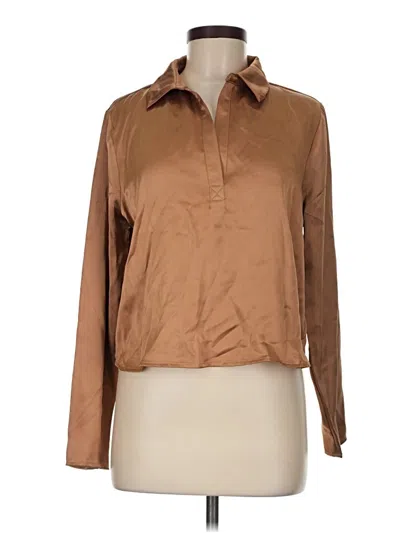 Pre-owned Pleione Long Sleeve Blouse In Brown