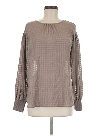 Pre-owned Pleione Long Sleeve Blouse In Brown