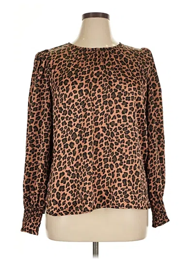 Pre-owned Pleione Long Sleeve Blouse In Brown