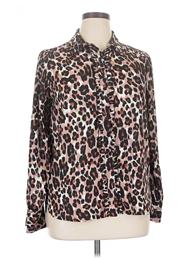 Pre-owned Pleione Long Sleeve Blouse In Brown
