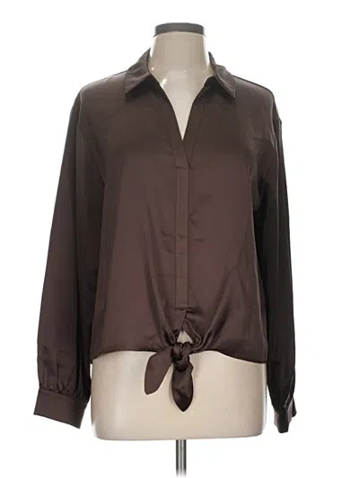 Pre-owned Pleione Long Sleeve Blouse In Brown