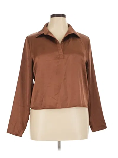 Pre-owned Pleione Long Sleeve Blouse In Brown