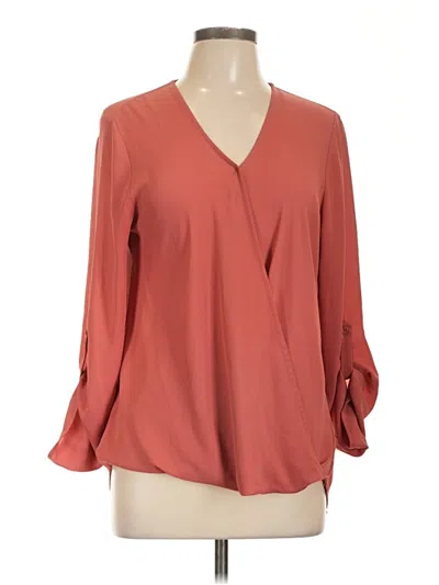 Pre-owned Pleione Long Sleeve Blouse In Burgundy