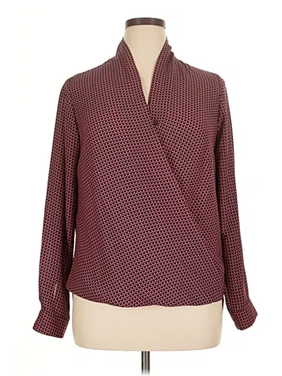 Pre-owned Pleione Long Sleeve Blouse In Burgundy
