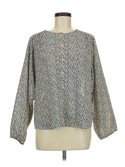 Pre-owned Pleione Long Sleeve Blouse In Gray