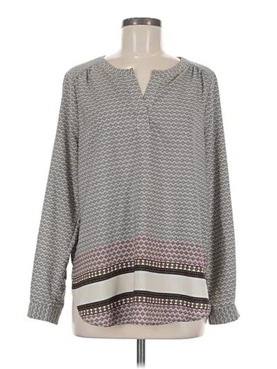 Pre-owned Pleione Long Sleeve Blouse In Gray