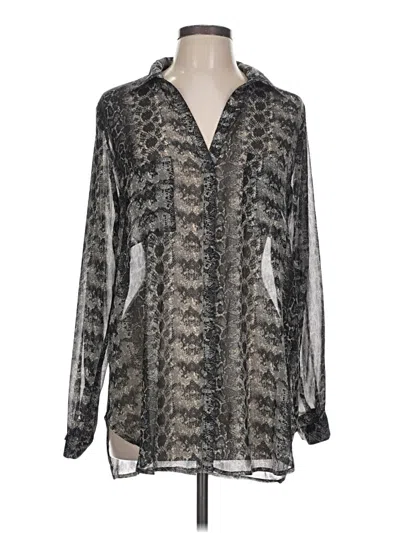 Pre-owned Pleione Long Sleeve Blouse In Gray