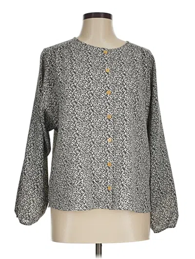 Pre-owned Pleione Long Sleeve Blouse In Gray