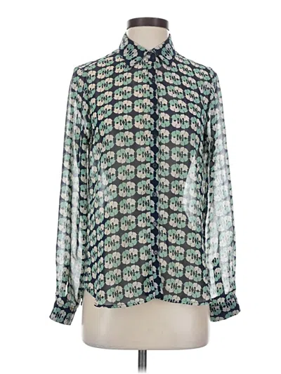 Pre-owned Pleione Long Sleeve Blouse In Green