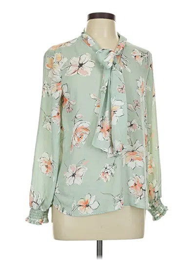 Pre-owned Pleione Long Sleeve Blouse In Green