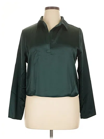 Pre-owned Pleione Long Sleeve Blouse In Green
