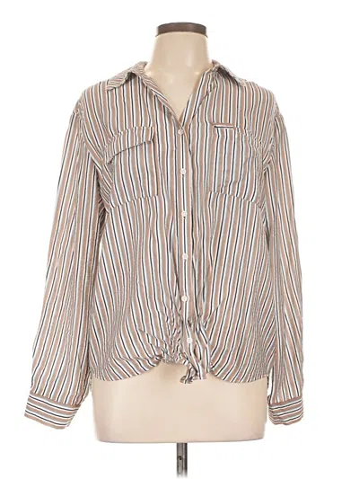 Pre-owned Pleione Long Sleeve Blouse In Tan