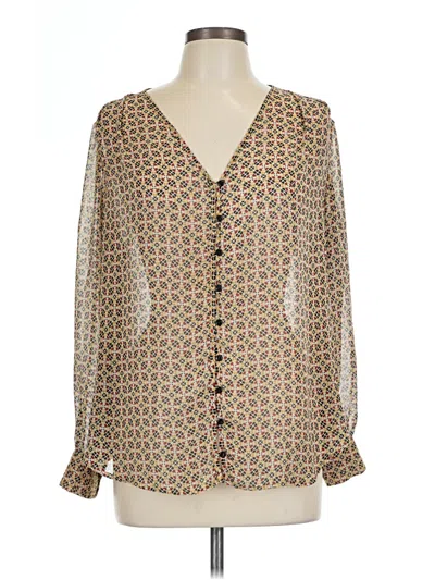 Pre-owned Pleione Long Sleeve Blouse In Tan